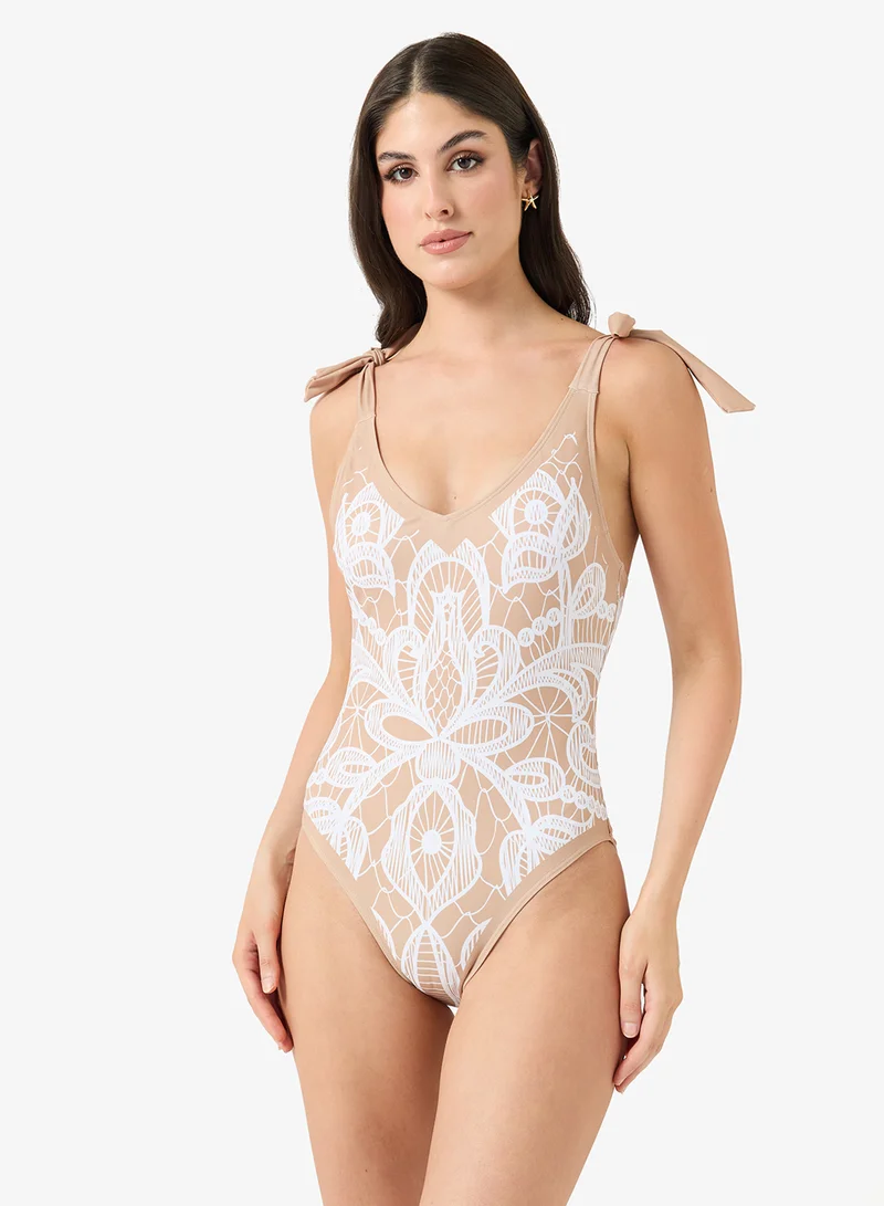 ELLA  Printed Swimsuit With Sarong for Women | Best Price UAE